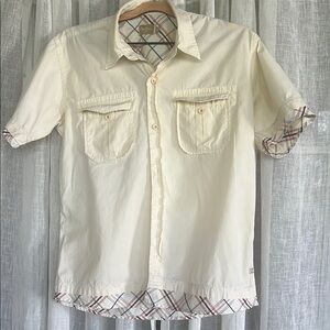 Pepe Jeans Cream Casual Button Down Shirt with Decorative Trim